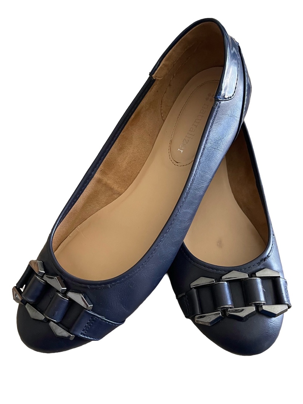 Naturalizer Navy Leather Embellished Ballet Flats – Size 9